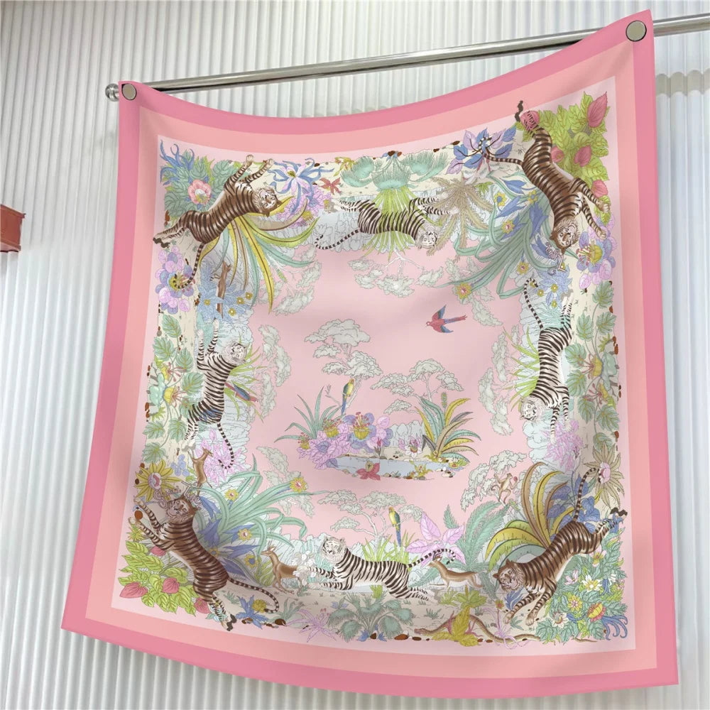 Pobing Silk Scarf &ndash; Elegant Floral Print Design