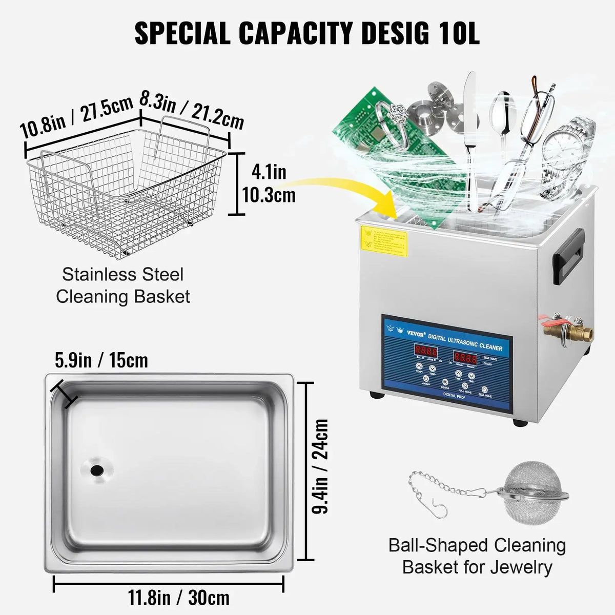 Dual Frequency Ultrasonic Cleaner 10L 30L Digital