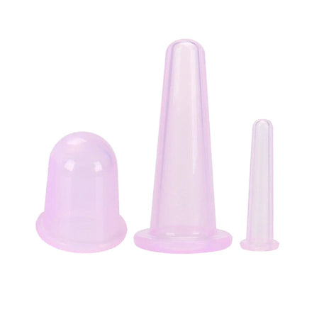 3/4PCS Silicone Vacuum Cupping Massage Jars - Face Lift 3pcs Purple