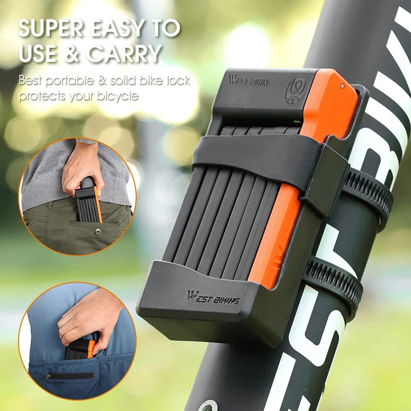 WEST BIKING Portable Foldable Lock for Maximum Bicycle and Scooter Security