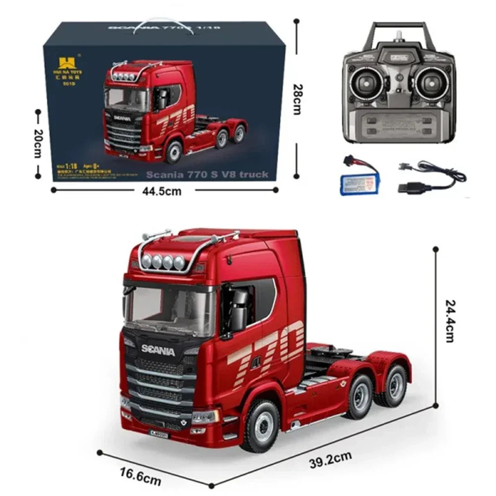 Huina 1501 770S Alloy Tractor 19CH RC Truck - 19-Channel Realistic Light And Sound Red
