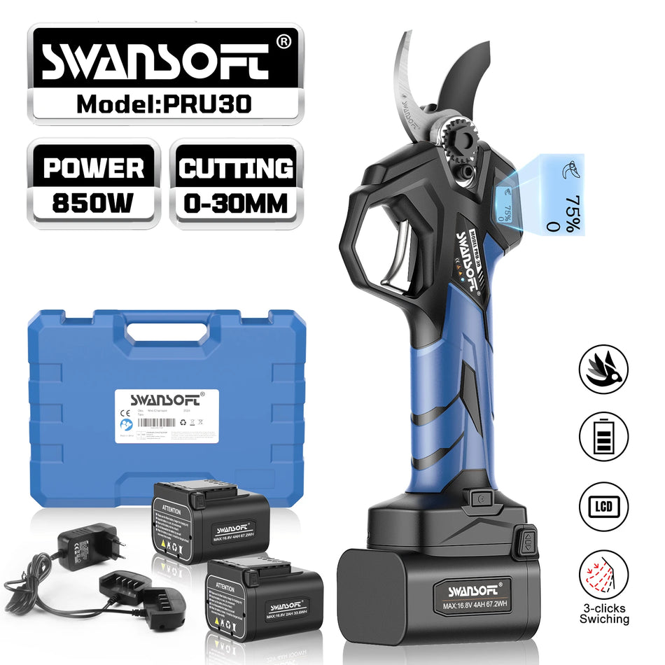 Cordless Pruning Shears 30mm, Brushless Electric with Lithium Ion Battery