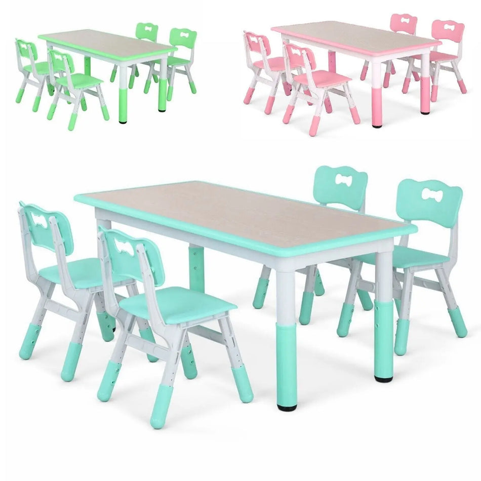 Масичка за деца с регулируема височина и комплект от 4 стола