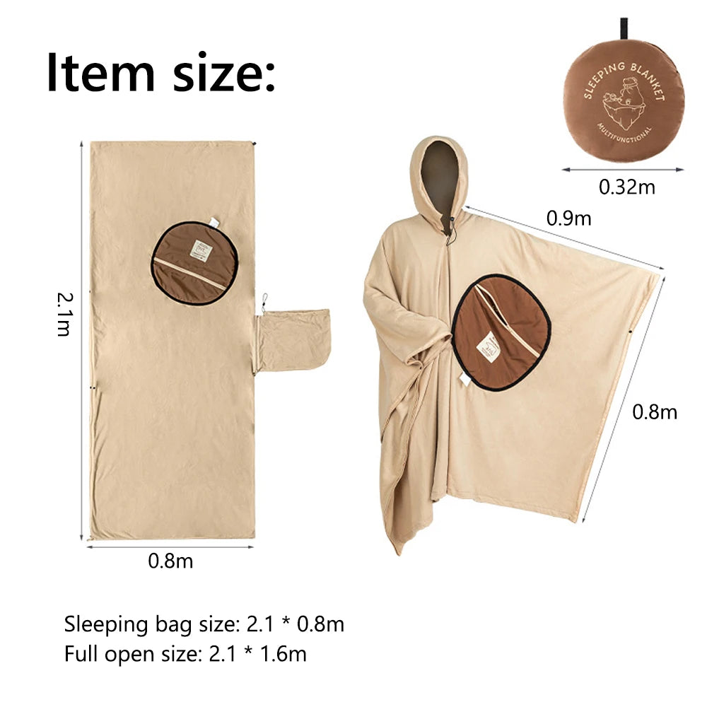 Outdoor Wearable Cloak Sleeping Bag &ndash; Lightweight Fleece