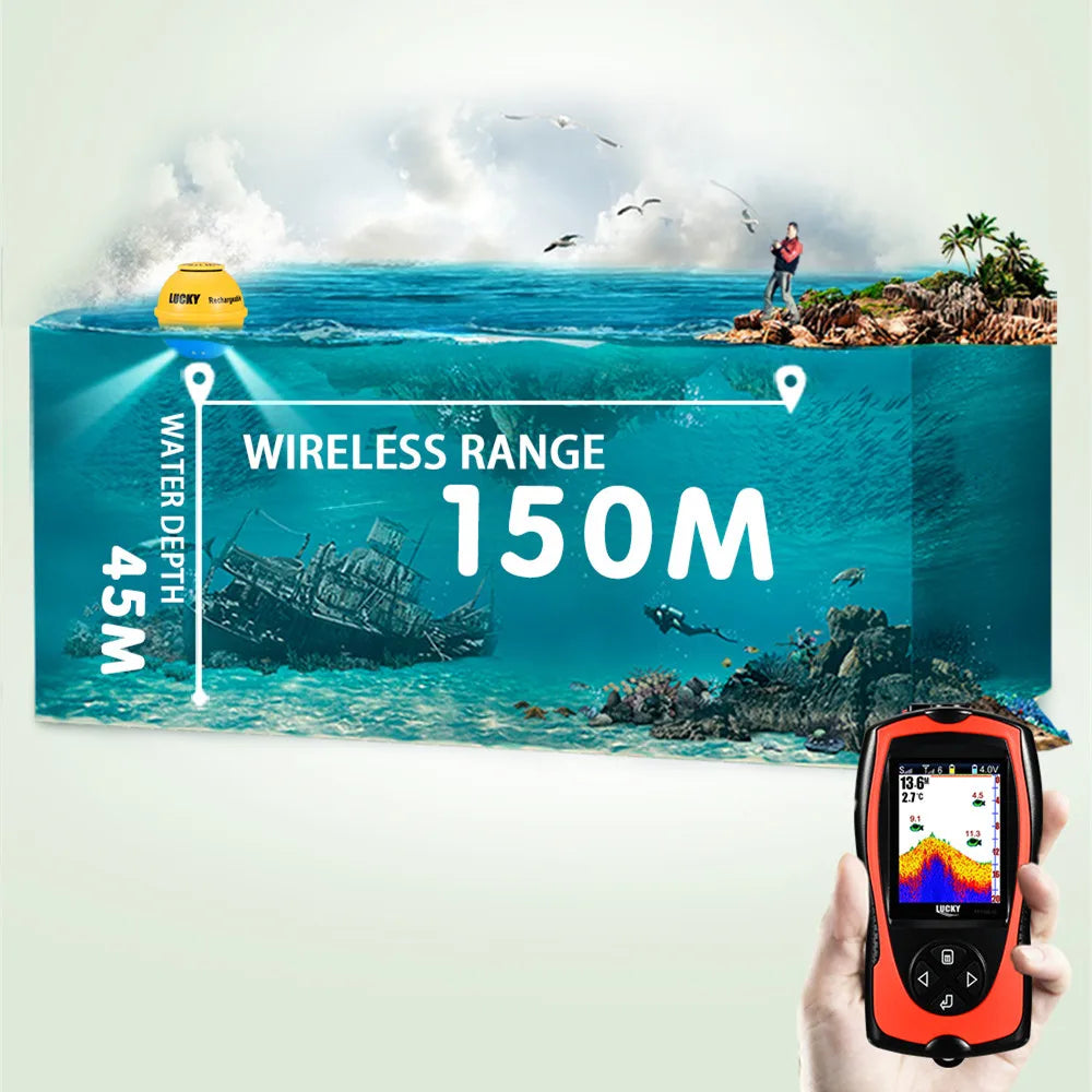 Lucky Sonar FF1108-1CWLA Wireless Fish Finder - Portable &amp; Rechargeable