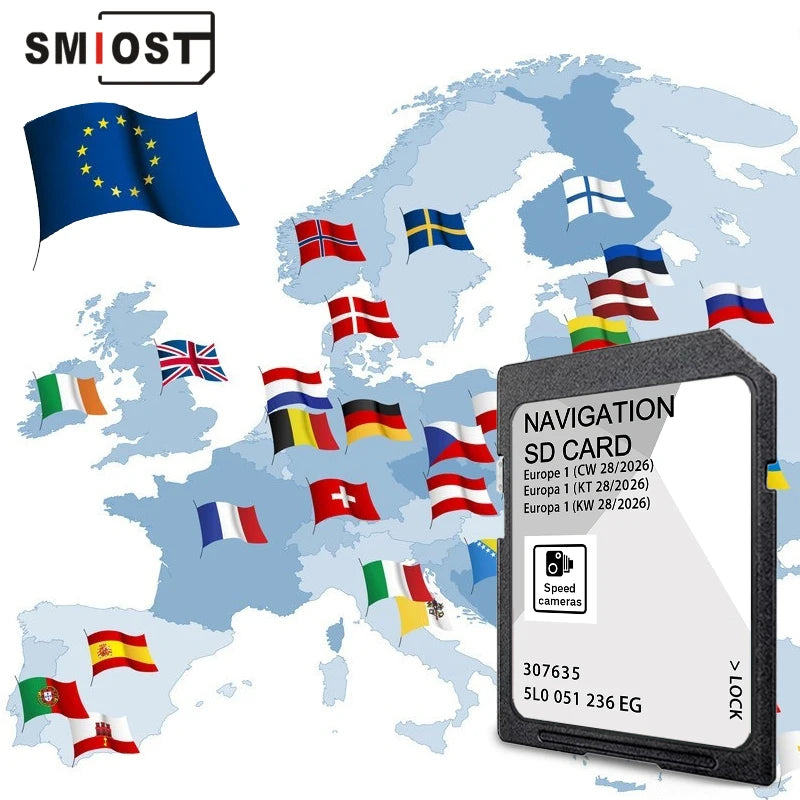 SMIOST 32GB GPS Map SD Card MIB2 &ndash; UK Europe Maps 2024 CHINA / A1 2026 no USB