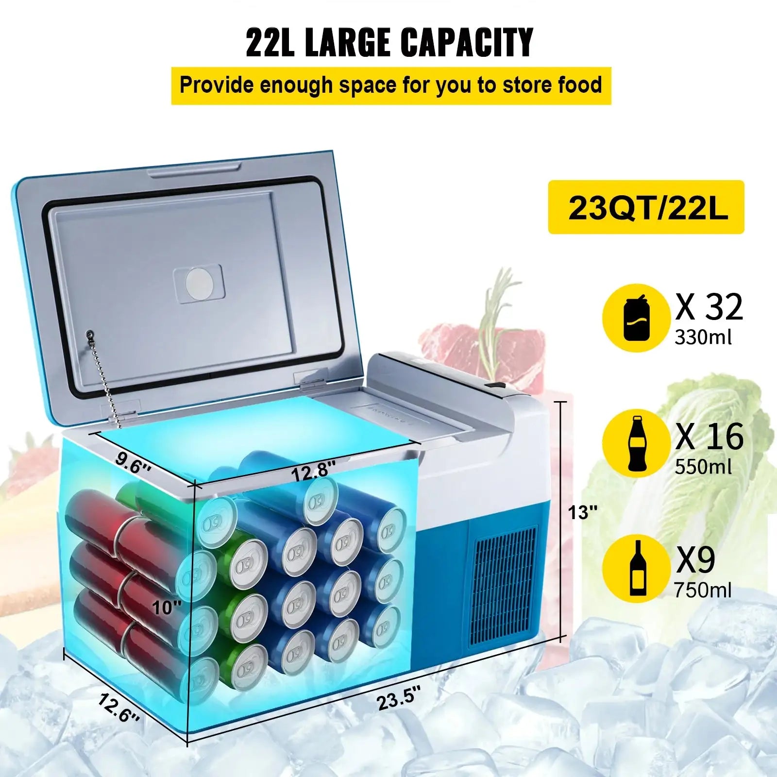 23 Qt Portable Car Refrigerator With App Control