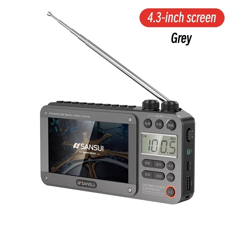 Sansui F51/F50 High-Definition Portable Speakers with Bluetooth and FM Radio 4.3-inch Gray