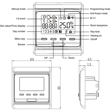 WiFi Floor Heating Thermostat 220V 16A &ndash; App Remote Control