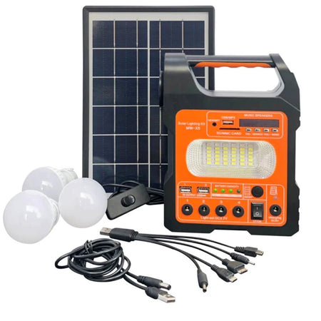 3 Bulbs Solar Panel Camping Lighting Kit &ndash; Portable Power orange