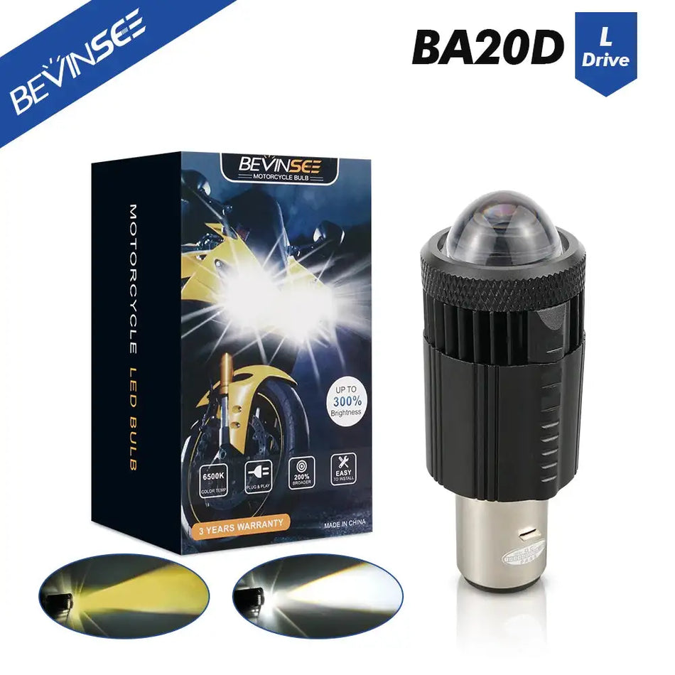 Bevinsee BA20D H6 Dubbele Stralings LED Koplamp 12V 3000K Geel