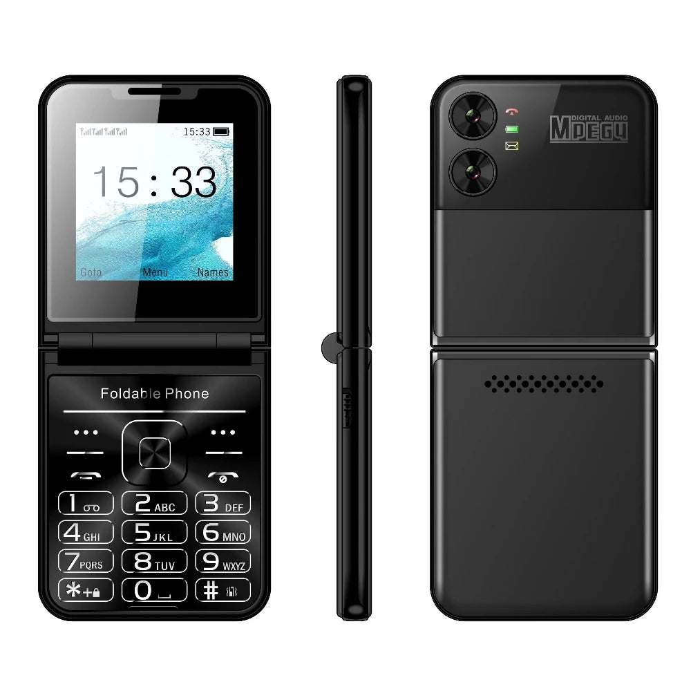 Beauty Foldable Pocket Mobile Phone &ndash; 4 Sim Card Support black