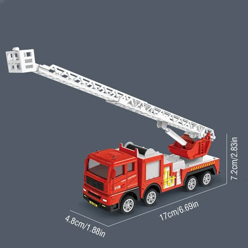 Inertia Fire Truck Toy &ndash; Realistic Pull Back Ladder Action