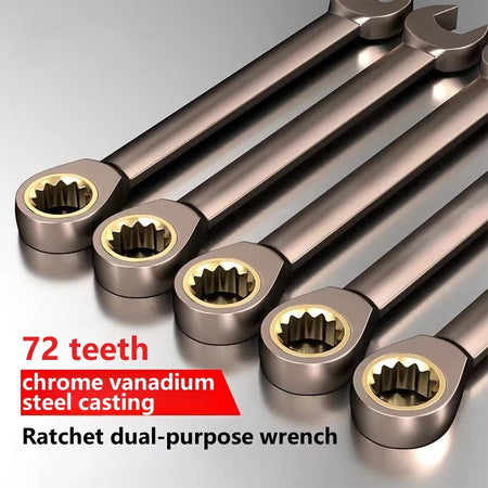 Metric Flex Head Ratcheting Wrench Set - Chrome Vanadium Steel (6-30mm)