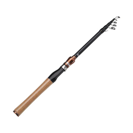 DEUKIO Carbon Telescopic Lure Rod 1.8M 2.1M - Baitcasting Fishing Pole with Wooden Handle YAGER-1.8M-Z