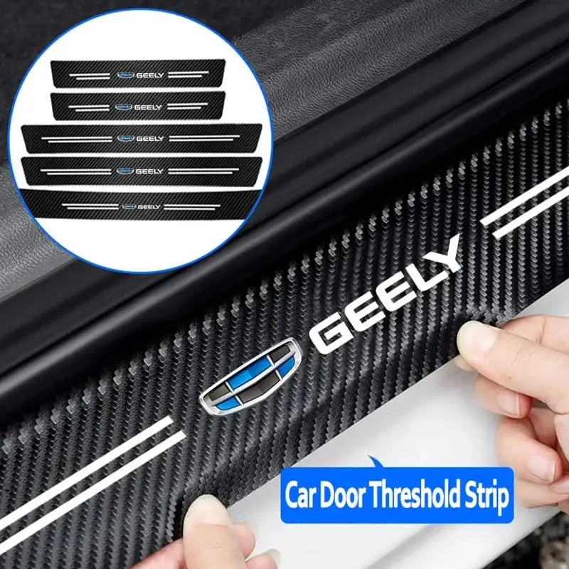 Carbon Fiber Car Door Sill Protector Sticker For Geely Cars