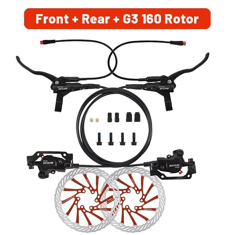 Bucklos Brakes 2 Piston For Electric Bicycle - G3 Rotor Brakes-160 Red
