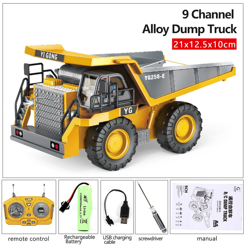 1:20 RC Excavator &ndash; 2.4G Remote Control Bulldozer Toy 9CH Dump Truck