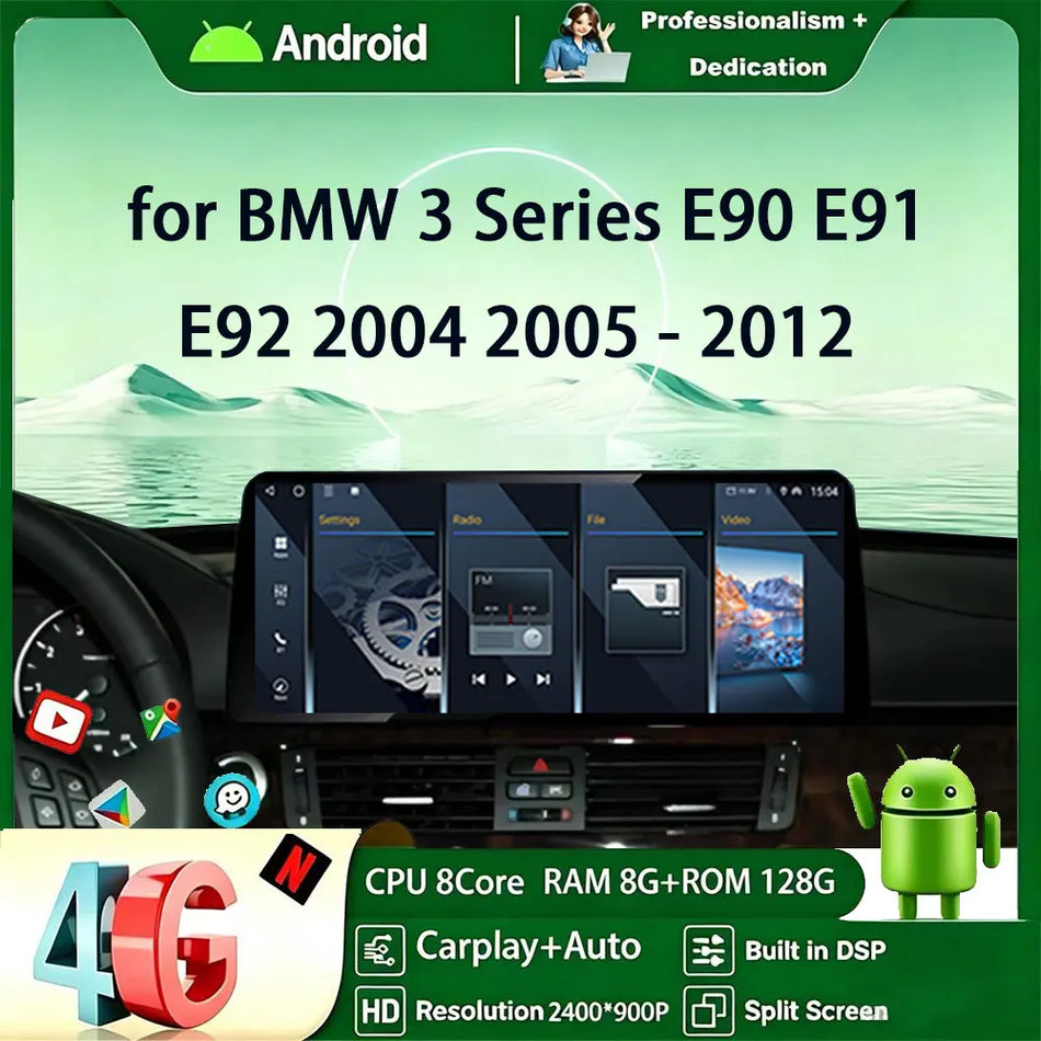 12.3 Inch QLED Screen Android Car Radio for BMW 3 Series E90 E91 E92 2004-2012