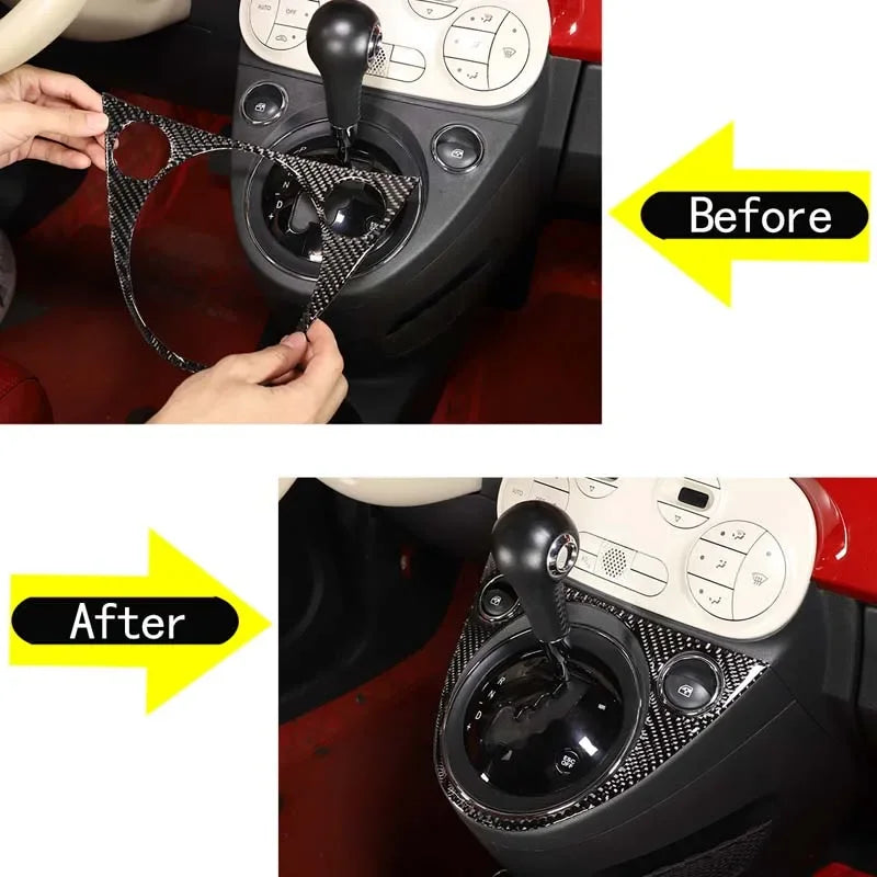 Adesivo Pannello Ingranaggi In Fibra Di Carbonio Morbida Per Fiat 500 2011 2019