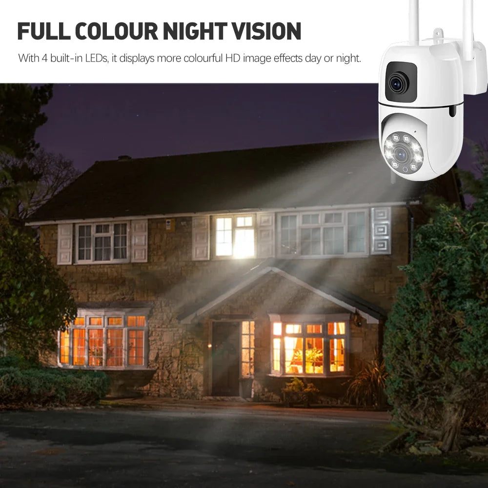 WiFi IP Camera Security Protection Dual Lens Dual Screen Wireless Indoor Monitor Auto Track PTZ CCTV Video Surveillance V380 Pro