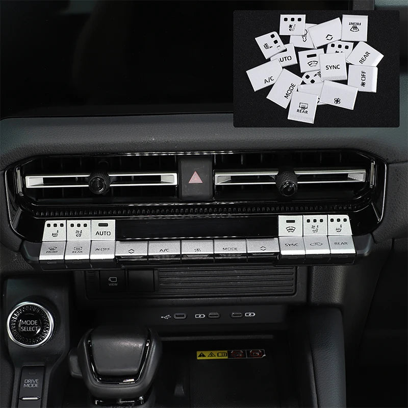 Rostfritt stål silver fram AC knapp klistermärke Prado LC250