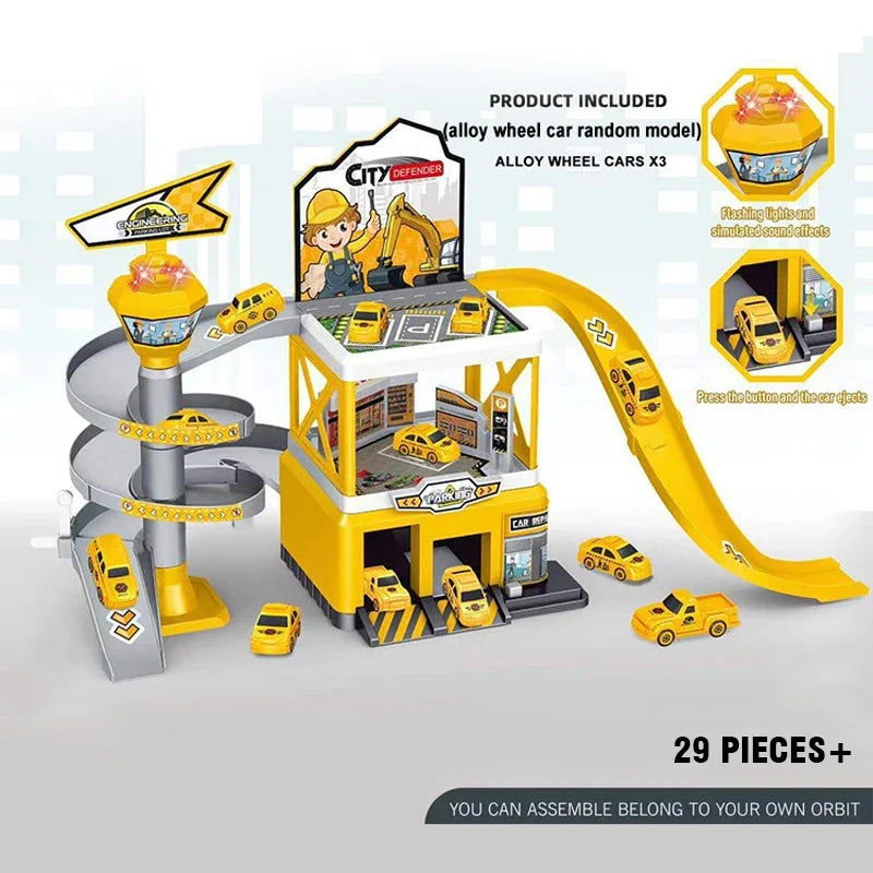 Garage Racing Track Sliding Car Parking Lot Toy &ndash; Kids Gift Engineering 29pieces