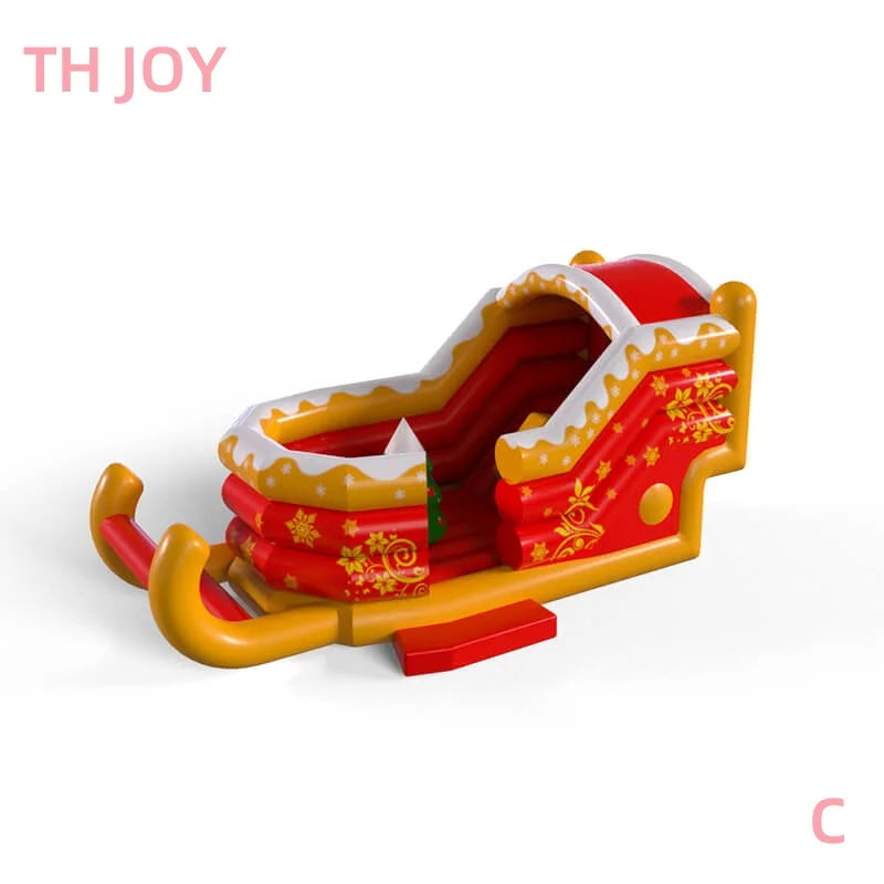 Φουσκωτό Έλκηθρο του Άγιου Βασίλη με Ρούντολφ και Τσουλήθρα