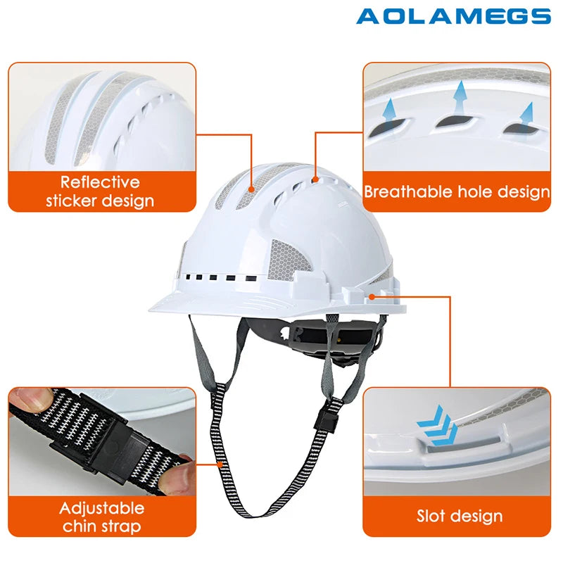 AQM6602WH3 - Breathable Reflective Safety Helmet for Work