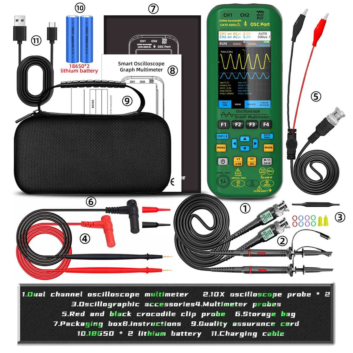 BSIDE O7 O9 Handheld Oscilloscope Multimeter &ndash; 3IN1 O7  Probe x2 / CHINA