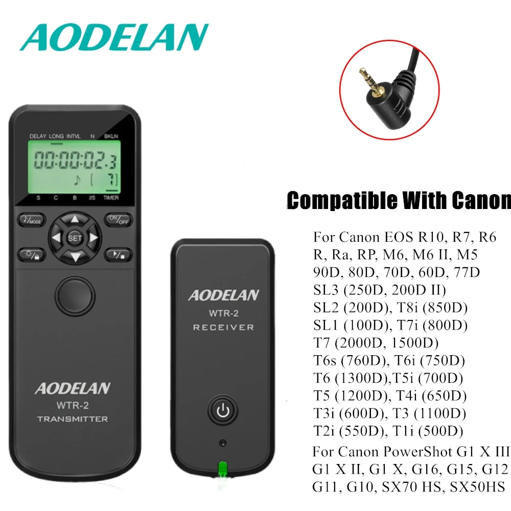 AODELAN Wireless Remote Timer &amp; Trigger for Canon, Nikon, Sony With C6 Cable / China