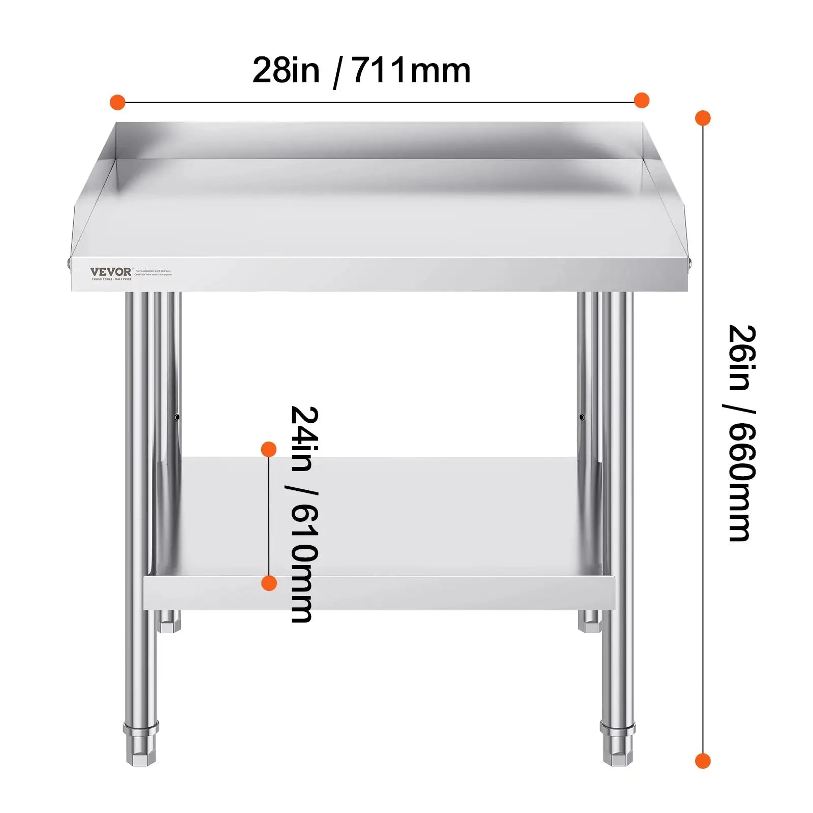Stainless Steel Work Table Adjustable Height 24 x 28 in / spain
