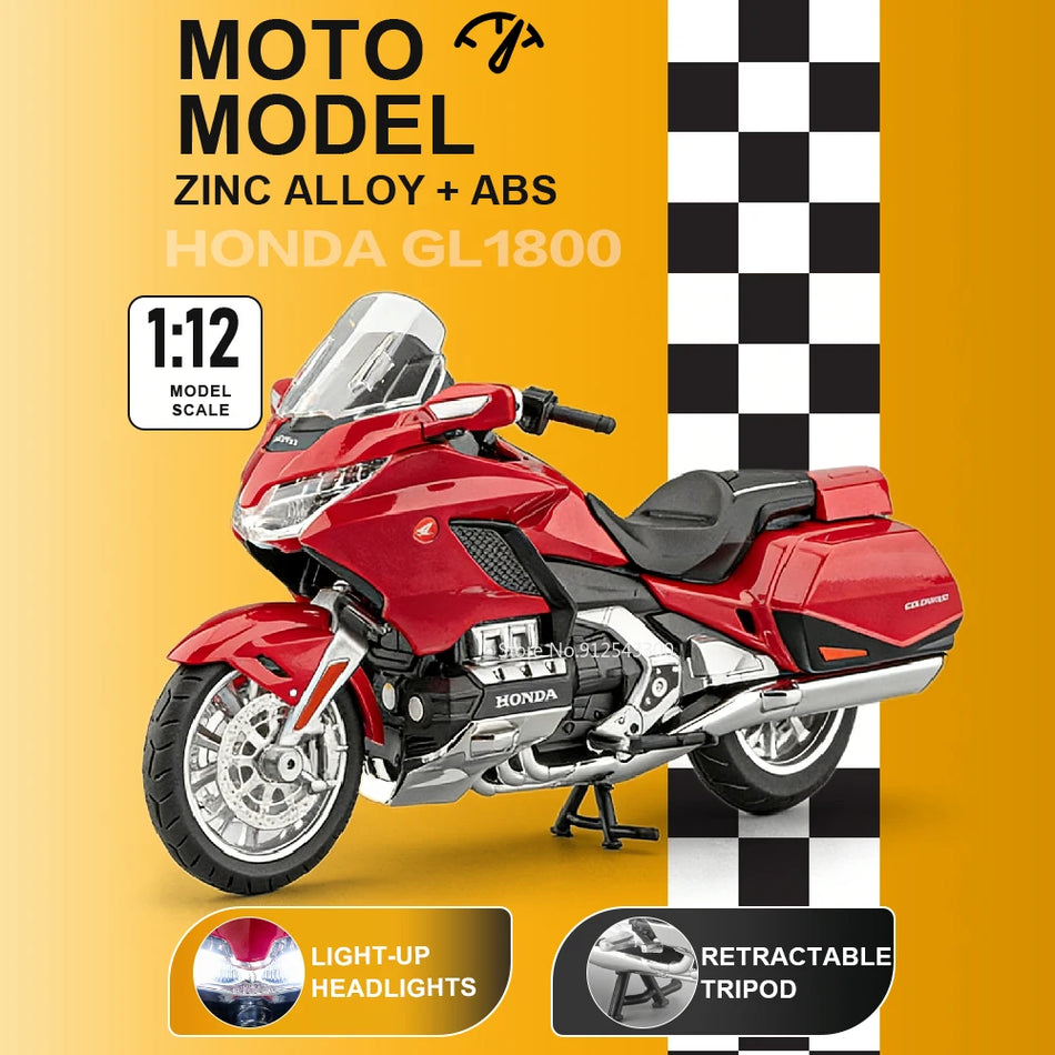 Modelo de motocicleta de metal fundido con sonido y luz para Honda GL1800