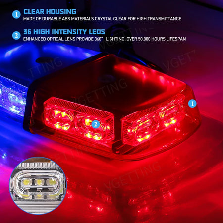 36 LED Roof Top Strobe Light - Magnetic Mount Beacon