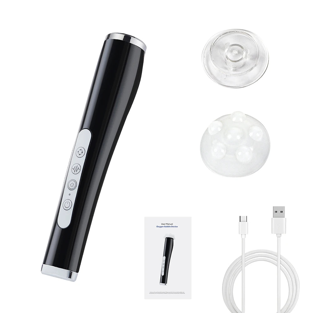 Oxygen Bubble Pen CO2 Facial Machine &ndash; Skin Rejuvenation Black