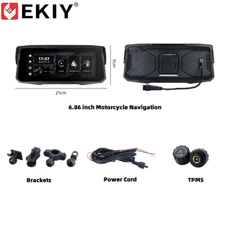 EKIY 6.86 Inch Motorcycle GPS &ndash; Wireless CarPlay and Android Auto Compatibility M12-TP / None