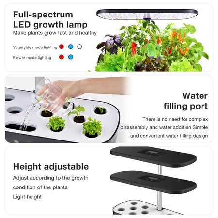 Hydroponics Growing System &ndash; LED Growth Light Self Watering
