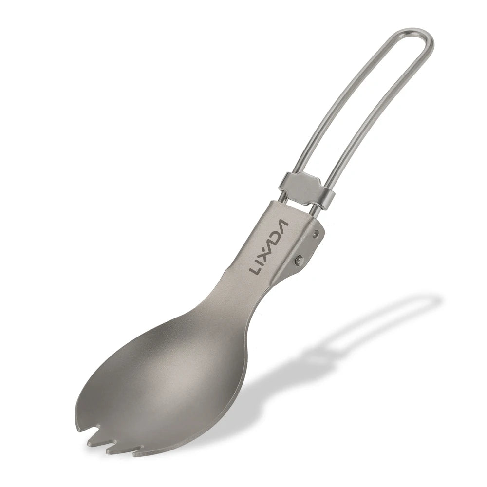 Lixada Titanium Folding Spork &ndash; Ultra Lightweight Spork 1pcs Matt Finish