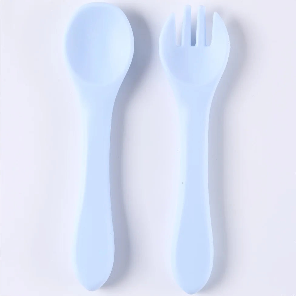CZSAE Silicone Baby Spoon Set &ndash; Soft and Safe Feeding Solution Sky Blue