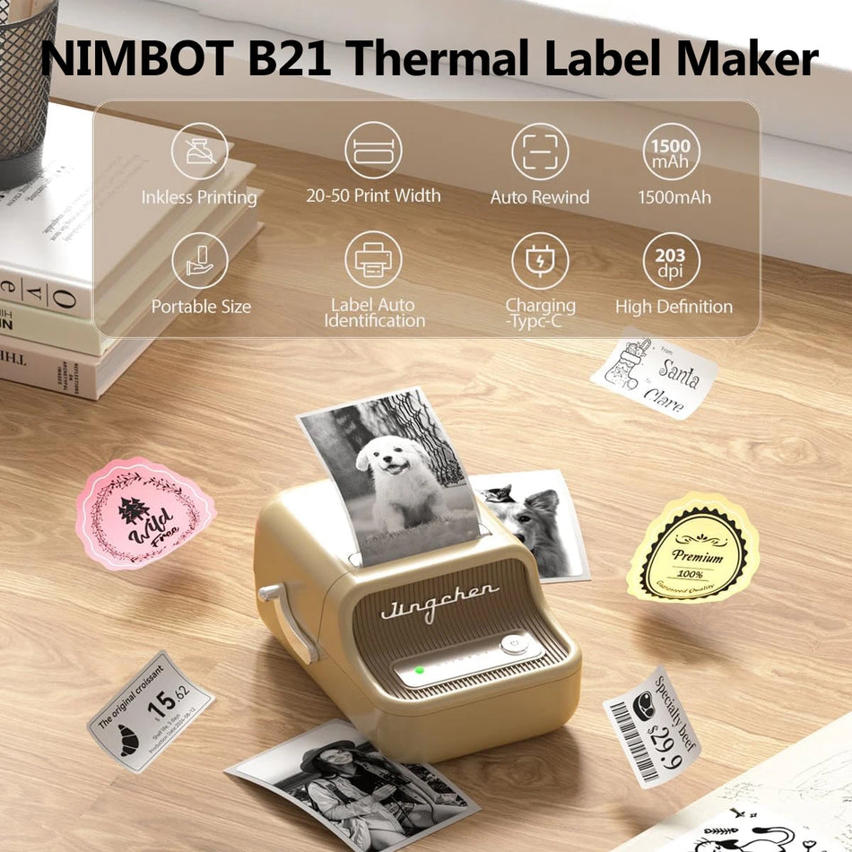 Portable Thermal Printer, Wireless Sticker Maker For Barcode Labels NIIMBOT B21