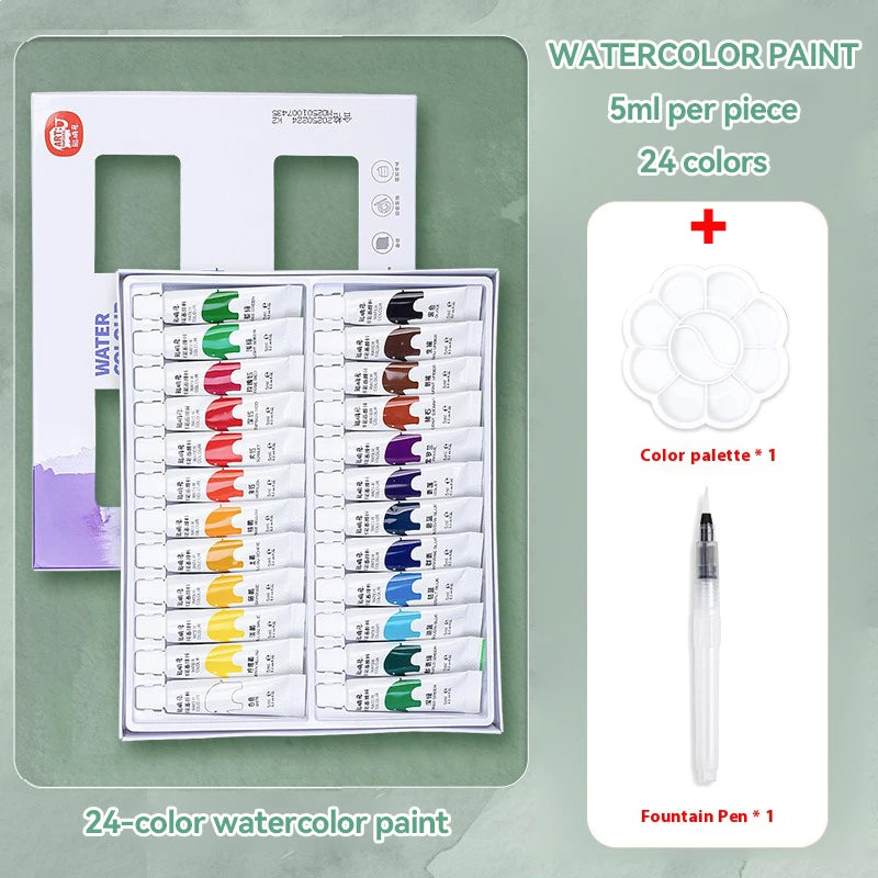 Borrence Watercolor 5ml Tubes &ndash; Vibrant Transparent Colors 24 Colors Set