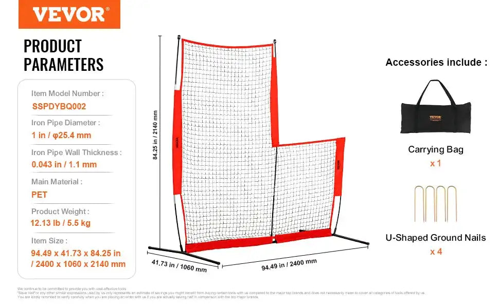 XH-SH-7X7-L &ndash; Portable Batting Screen With Carry Bag Red / france