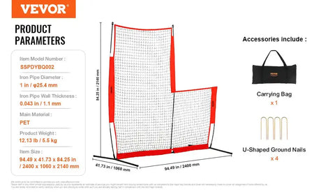 XH-SH-7X7-L &ndash; Portable Batting Screen With Carry Bag Red / france