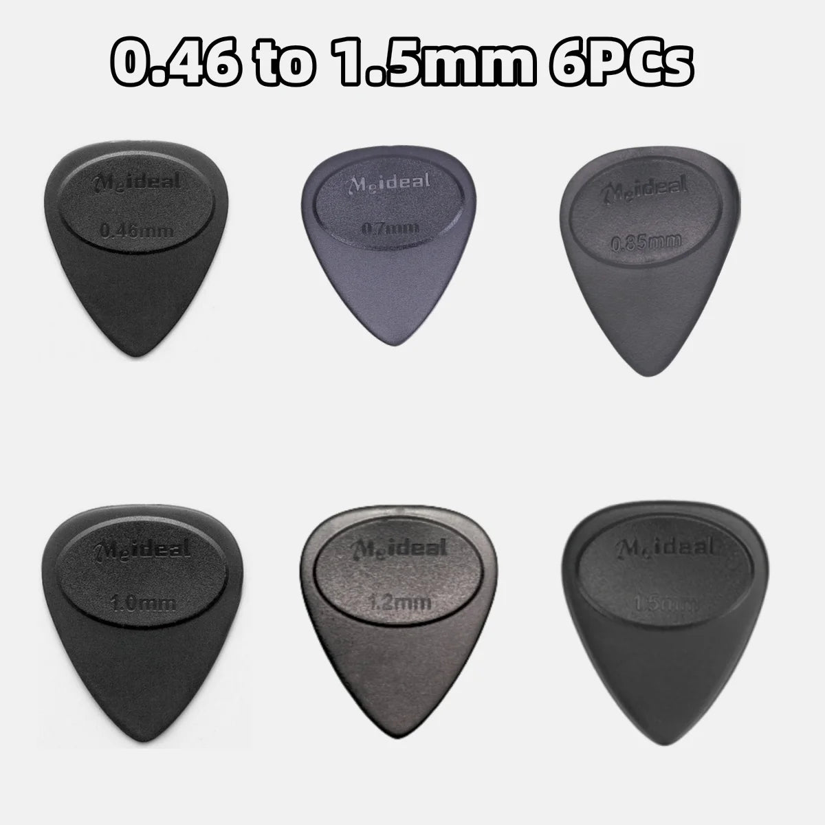 Meideal Guitar Pick ABS Anti-Slip &ndash; Matte Finish 0.46-1.5mm 6PCs 0.46 to 1.5mm