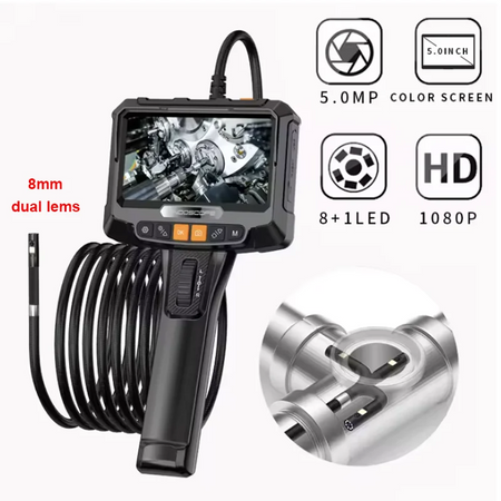 LAFOCH S10 Borescope &ndash; Dual Lens 1080P Endoscopy with 5 Inch HD Screen 8mm dual lens / 1m