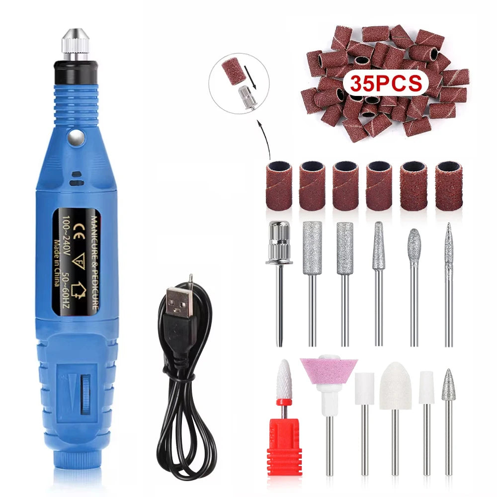 YIKOOLIN Portable Nail Sander Set &ndash; Strong Polishing Tools Blue