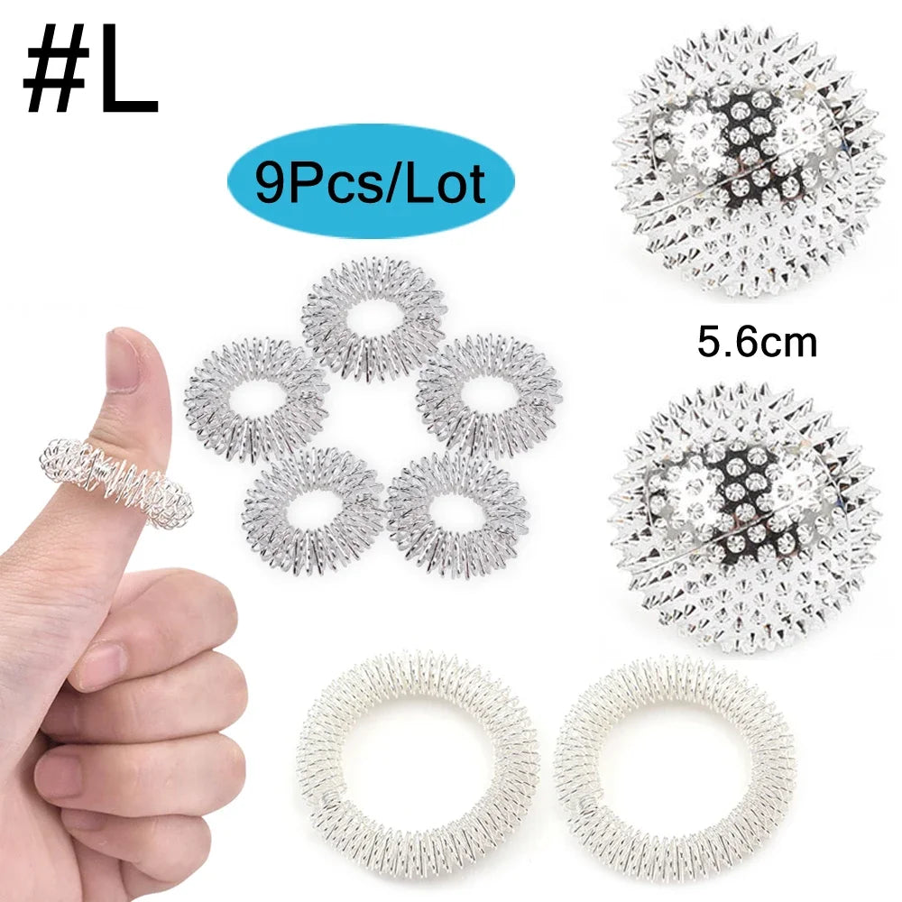 YQQGD Acupressure Rings and Bracelets &ndash; Effective Pain Relief Massage Silver-L
