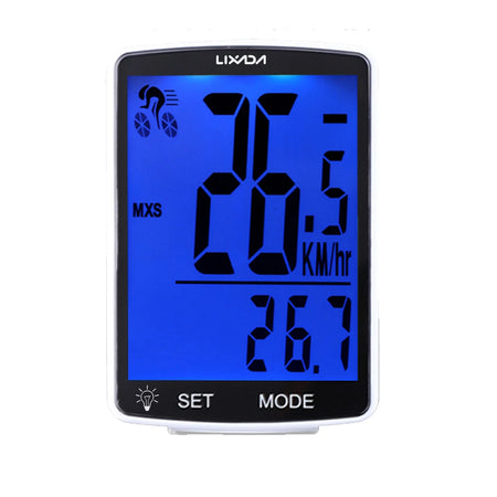 LIXADA Wireless Bike Computer LCD Screen &ndash; IPX6 Waterproof White Blue Backlight