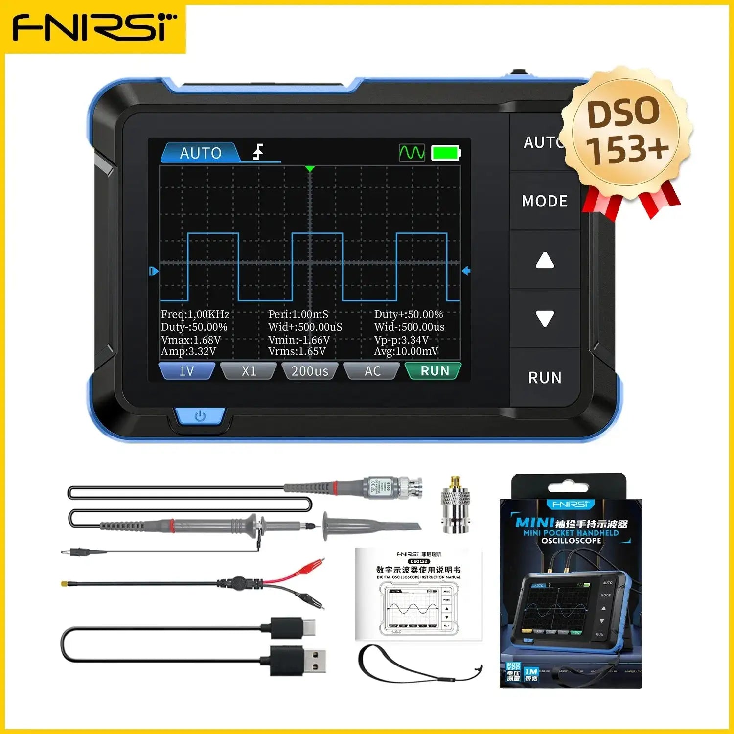 FNIRSI Handheld 2 In 1 Digital Oscilloscope 10 MHz 48MSps DSO153 Option