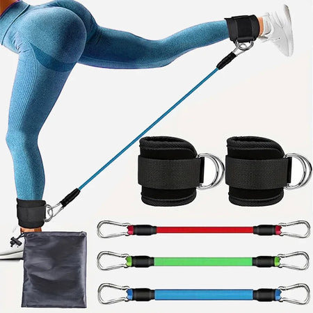 COYOCO Ankle Straps Resistance Bands - Yoga, Pilates &amp; Crossfit Home Gym Rope Black Set